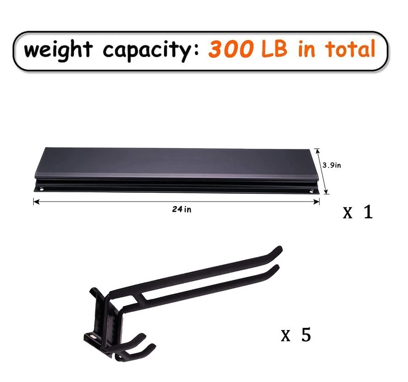 Ultrawall 24-Inch Wall Mounted Ski Rack, Holds Up to 300lbs, Powder-Coated Steel with Rubber Coating, Customizable Spacing, Easy Installation - Image 2